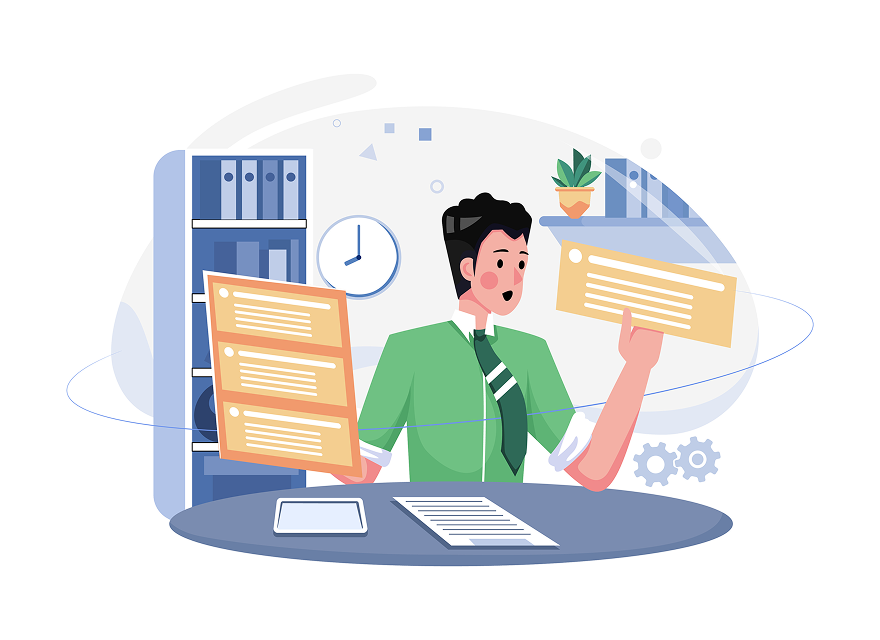 仕事などで忙しい様子の人