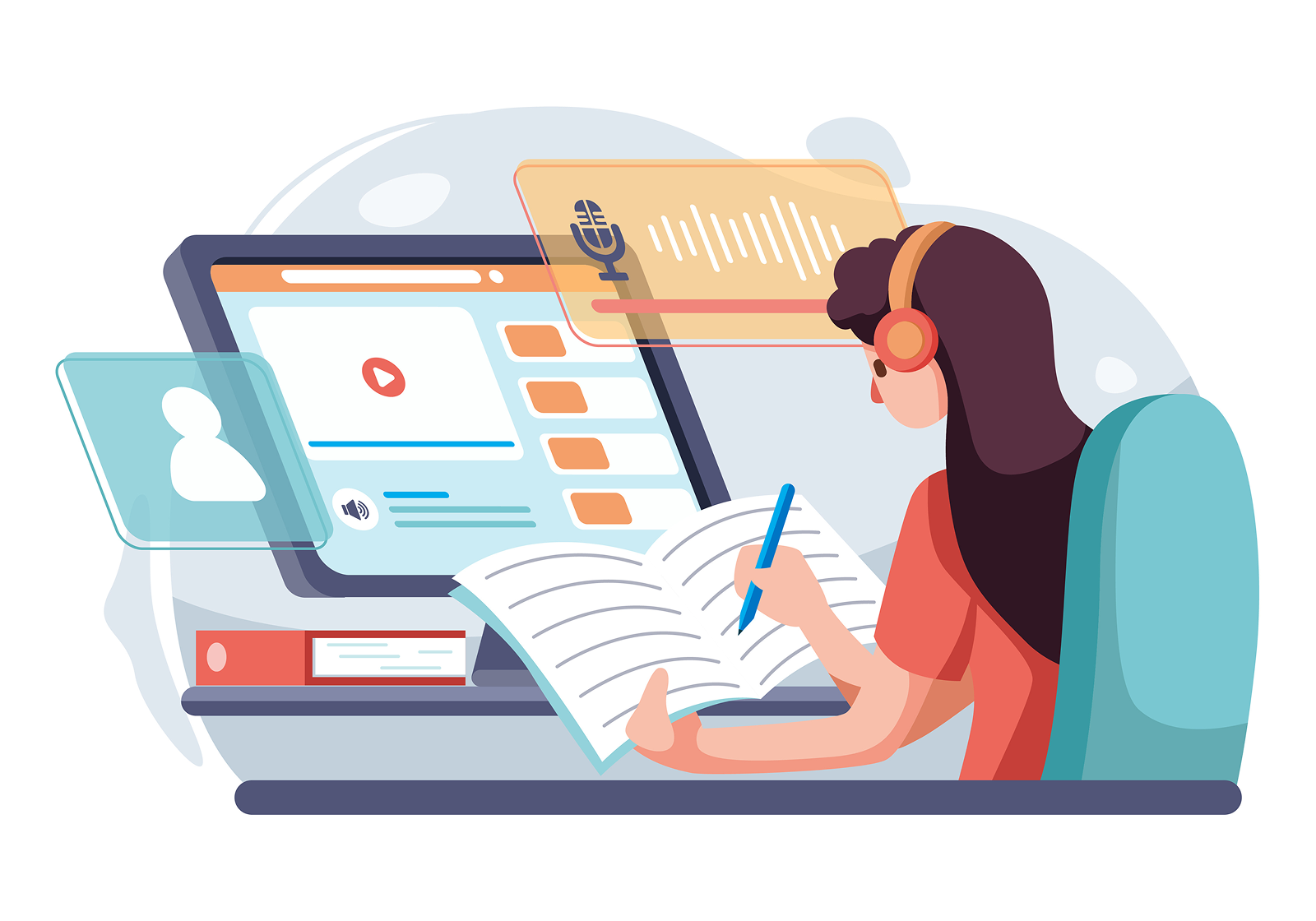 オンラインで学習する女性