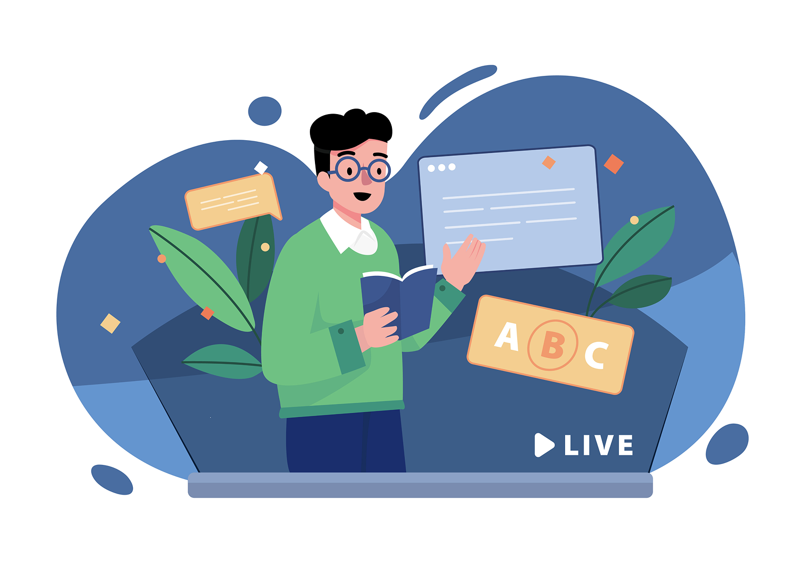 ライブ中継する先生